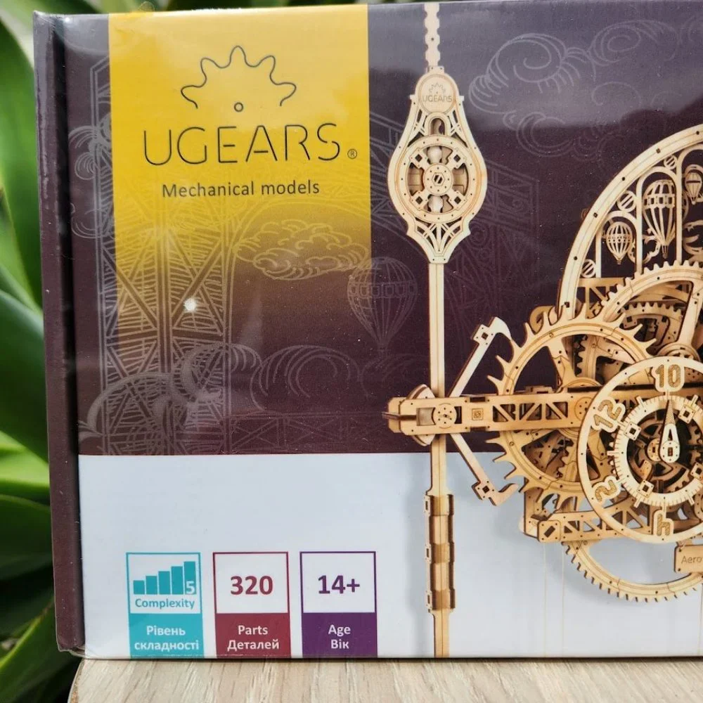 UGEARS Aero Clock 3D Wooden 300+ pcs Puzzle DIY Wood Puzzle Mechanical Kit Wall